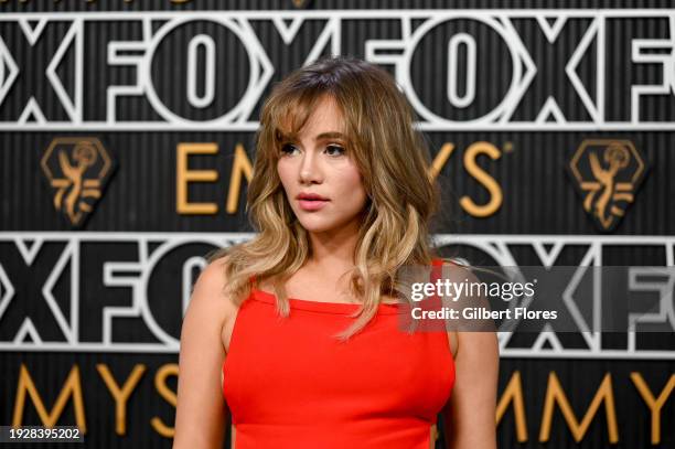 Suki Waterhouse at the 75th Primetime Emmy Awards held at the Peacock Theater on January 15, 2024 in Los Angeles, California.