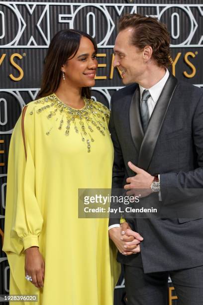 Los Angeles, CA Zawe Ashton and Tom Hiddleston arriving at the 75th Primetime Emmy Awards at the Peacock Theater in Los Angeles, CA, Monday, Jan. 15,...