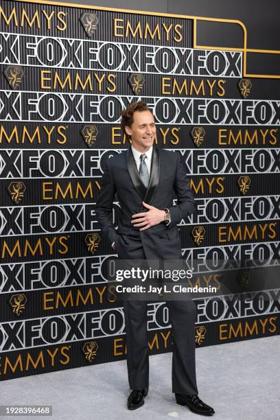 Los Angeles, CA Tom Hiddleston arriving at the 75th Primetime Emmy Awards at the Peacock Theater in Los Angeles, CA, Monday, Jan. 15, 2024.