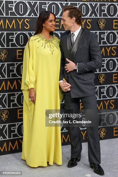 Los Angeles, CA Zawe Ashton and Tom Hiddleston arriving at the 75th Primetime Emmy Awards at the Peacock Theater in Los Angeles, CA, Monday, Jan. 15,...