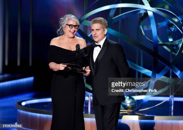 Lorraine Bracco and Michael Imperioli at the 75th Primetime Emmy Awards held at the Peacock Theater on January 15, 2024 in Los Angeles, California.