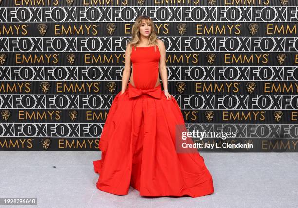 Los Angeles, CA Suki Waterhouse arriving at the 75th Primetime Emmy Awards at the Peacock Theater in Los Angeles, CA, Monday, Jan. 15, 2024.