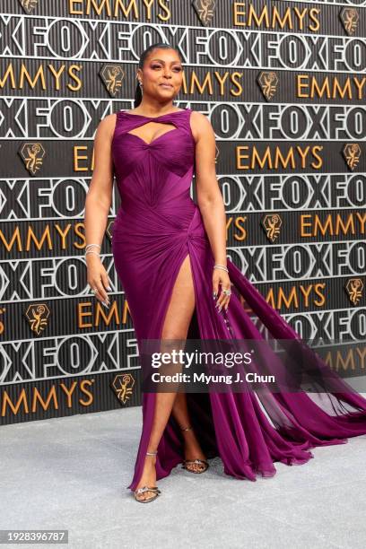 Los Angeles, CA Taraji P. Henson arriving at the 75th Primetime Emmy Awards at the Peacock Theater in Los Angeles, CA, Monday, Jan. 15, 2024.