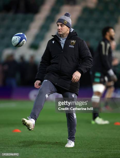 Phil Dowson, Director of Rugby at Northampton Saints, looks on during the warm up prior to the Investec Champions Cup match between Northampton...