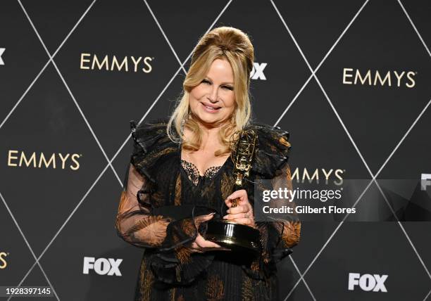 Jennifer Coolidge, winner of the Outstanding Supporting Actress in a Drama Series award for "The White Lotus," poses in the press room at the 75th...