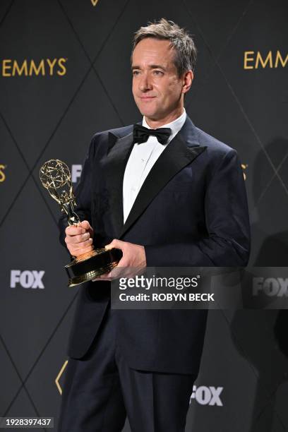 Outstanding Supporting Actor in a Drama Series Matthew Macfadyen, Succession, poses in the press room during the 75th Emmy Awards at the Peacock...