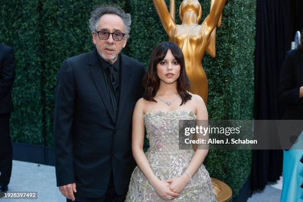 Los Angeles, CA Jenna Ortega and Tim Burton attend the 75th Primetime Emmy Awards at the Peacock Theater in Los Angeles, CA, Monday, Jan. 15, 2024.