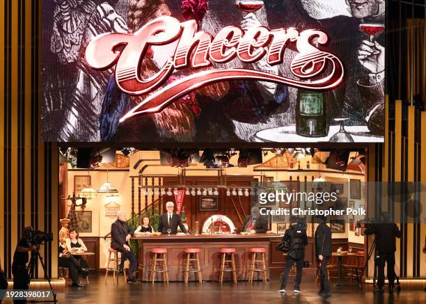 Kelsey Grammer, Ted Danson and the cast of "Cheers" at the 75th Primetime Emmy Awards held at the Peacock Theater on January 15, 2024 in Los Angeles,...