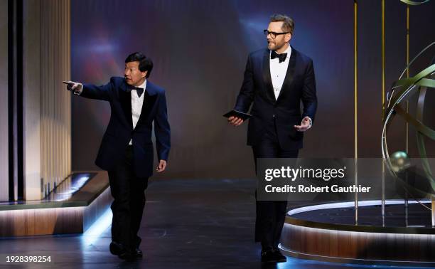 Los Angeles, CA Ken Jeong and Joel McHale at the 75th Primetime Emmy Awards at the Peacock Theater in Los Angeles, CA, Monday, Jan. 15, 2024.