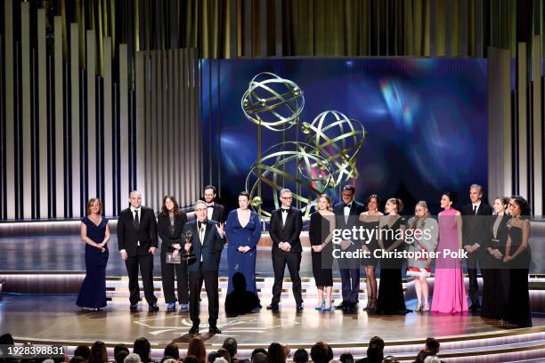 John Oliver and the cast and crew of 'Last Week Tonight' at the 75th Primetime Emmy Awards held at the Peacock Theater on January 15, 2024 in Los...