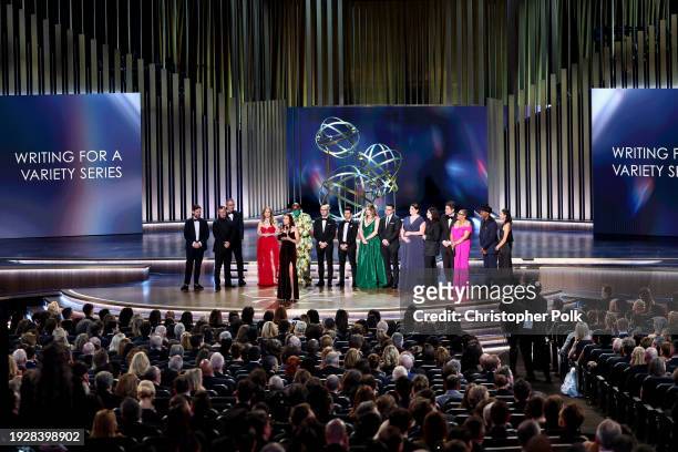 The cast and crew of 'Last Week Tonight' at the 75th Primetime Emmy Awards held at the Peacock Theater on January 15, 2024 in Los Angeles, California.