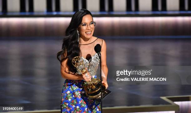 Actress Ali Wong accepts the award for Outstanding Lead Actress In A Limited Or Anthology Series Or Movie for "Beef" onstage during the 75th Emmy...