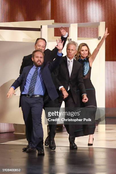 Peter MacNicol, Gil Bellows, Greg Germann and Calista Flockhart onstage at the 75th Primetime Emmy Awards held at the Peacock Theater on January 15,...