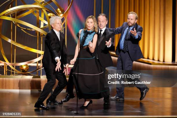 Los Angeles, CA Greg Germann, Calista Flockhart, Gil Bellows and Peter MacNicol at the 75th Primetime Emmy Awards at the Peacock Theater in Los...