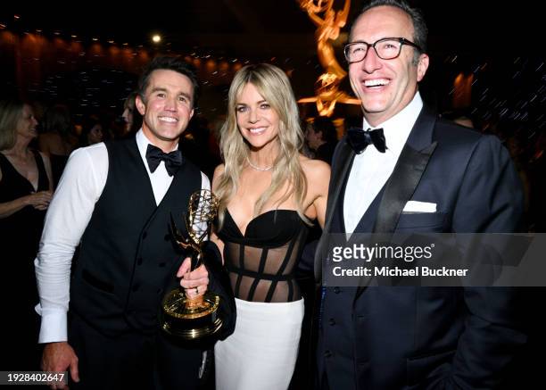 Rob McElhenney, Kaitlin Olson and Charlie Collier at the 75th Emmy Gala held at the Los Angeles Convention Center on January 15, 2024 in Los Angeles,...