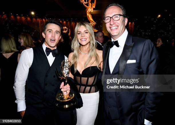 Rob McElhenney, Kaitlin Olson and Charlie Collier at the 75th Emmy Gala held at the Los Angeles Convention Center on January 15, 2024 in Los Angeles,...