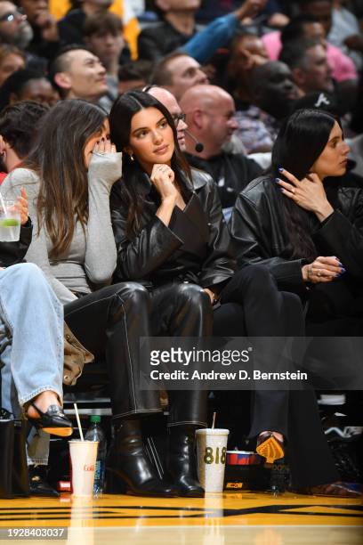 Kendall Jenner look on during the game on January 15, 2024 at Crypto.Com Arena in Los Angeles, California. NOTE TO USER: User expressly acknowledges...