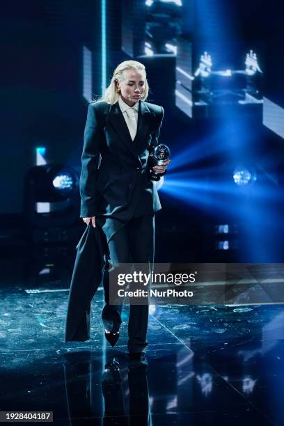 Alex Greenwood of Manchester City and England, member of the The FIFA FIFPro Women's World XI with his trophy during The Best FIFA Football Awards...