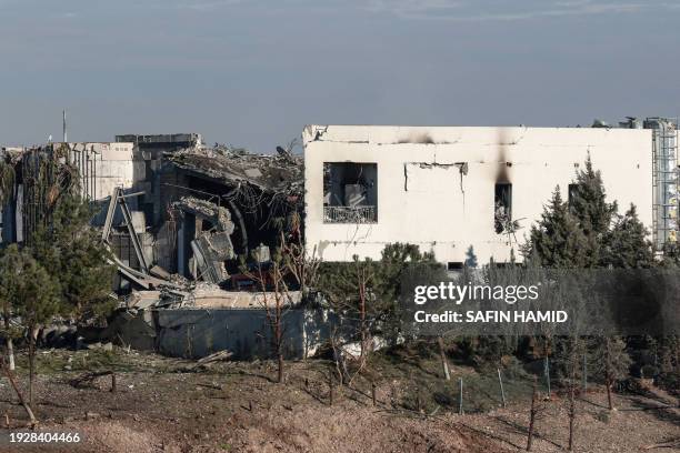 Picture shows a view of a damaged building following a missile strike launched by Iran's Revolutionary Guard Corps on the Kurdistan Region's capital...