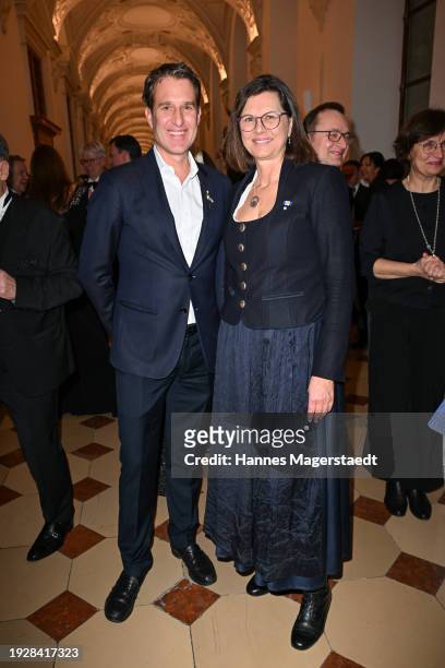 Oliver Fritz and Ilse Aigner attend the New Year's Reception of Bavarian State Government at Residenz on January 12, 2024 in Munich, Germany.