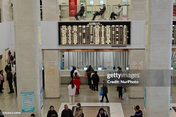 Patients are making appointments, paying fees, and collecting medicine at a hospital in Shanghai, China, on January 16, 2024.