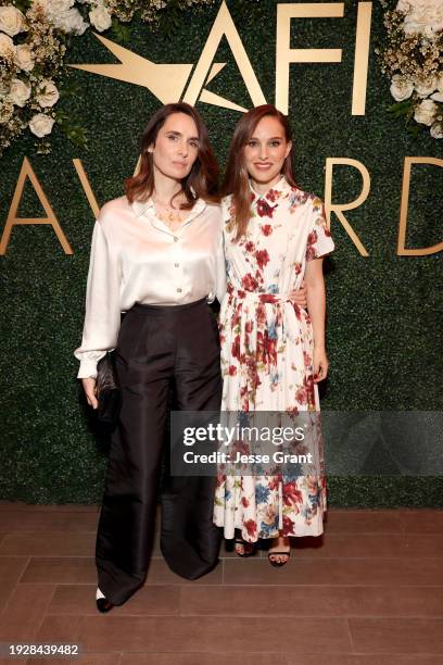 Sophie Mas and Natalie Portman attend the AFI Awards at Four Seasons Hotel Los Angeles at Beverly Hills on January 12, 2024 in Los Angeles,...