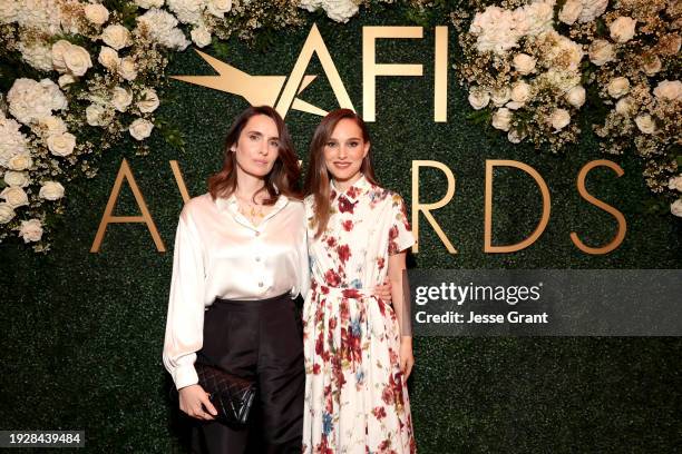 Sophie Mas and Natalie Portman attend the AFI Awards at Four Seasons Hotel Los Angeles at Beverly Hills on January 12, 2024 in Los Angeles,...