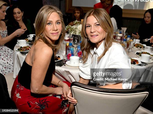 Jennifer Aniston attend and Kristin Hahn attend the AFI Awards at Four Seasons Hotel Los Angeles at Beverly Hills on January 12, 2024 in Los Angeles,...
