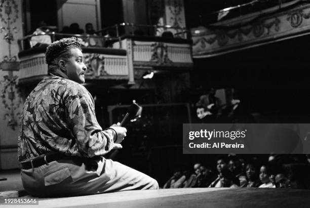 Comedian Sinbad performs at the Apollo Theater at a taping of "Showtime At The Apollo" on September 24, 1989 in New York City.
