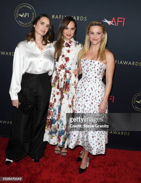 Sophie Mas, Natalie Portman and Reese Witherspoon arrives at the AFI Awards Luncheon at Four Seasons Hotel Los Angeles at Beverly Hills on January...