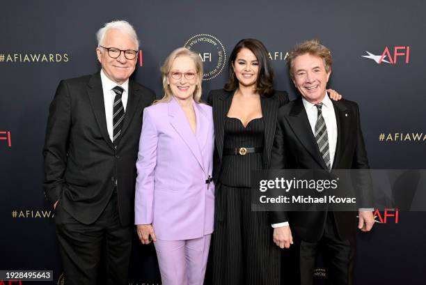 Steve Martin, Meryl Streep, Selena Gomez, and Martin Short attend the AFI Awards at Four Seasons Hotel Los Angeles at Beverly Hills on January 12,...