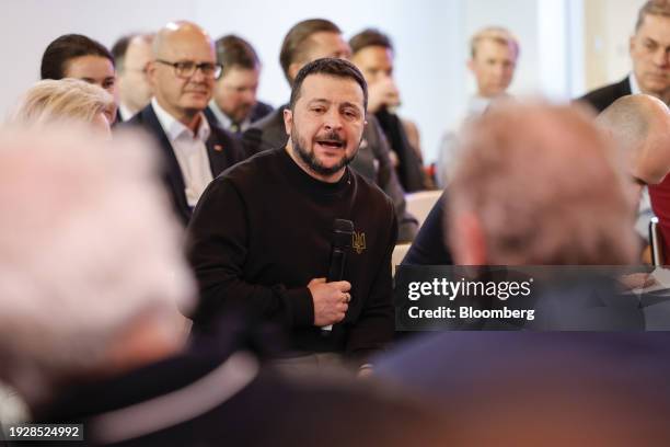 Volodymyr Zelenskiy, Ukraine's president, at the 'CEOs for Ukraine' session on the opening day of the World Economic Forum in Davos, Switzerland, on...