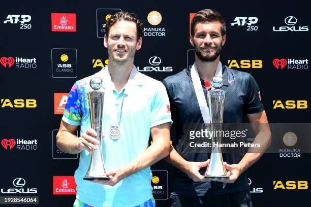 Wesley Koolhof of Netherlands and Nikola Mektic of Croatia celebrate after winning the Men's doubles final match against Marcel Granollers of Spain...