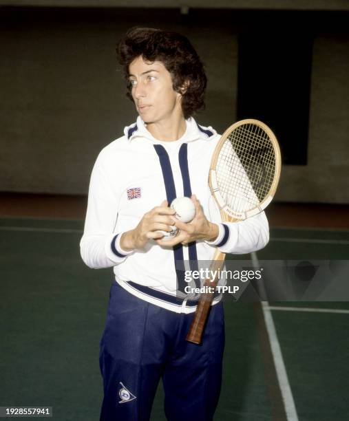 British professional tennis player Virginia Wade holds her racquet in London, England, October 30, 1978.