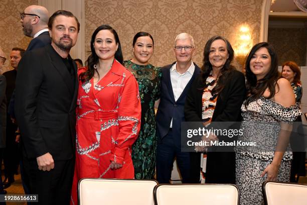 Leonardo DiCaprio, Lily Gladstone, Janae Collins, Tim Cook, Tantoo Cardinal, and Jillian Dion attend the AFI Awards at Four Seasons Hotel Los Angeles...