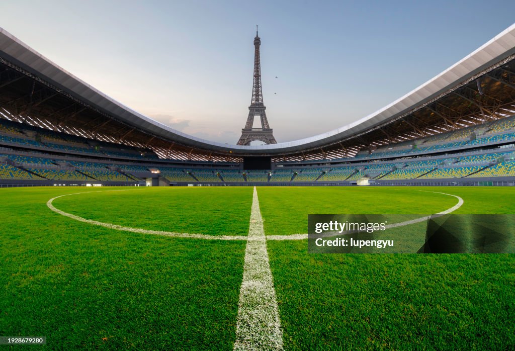 Soccer field and Eiffel tower