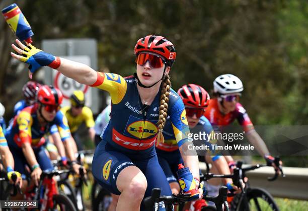 Elynor Backstedt of United Kingdom and Team Lidl-Trek cools off during the 8th Santos Women's Tour Down Under 2024, Stage 2 a 104.2km stage from...