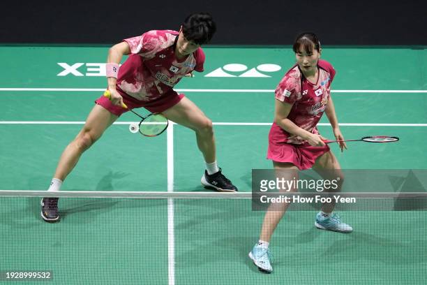 Kim Won Ho and Jeong No Eun of Korea in action against Hee Yong Kai Terry and Tan Wei Han Jessica of Singapore in their mixed doubles semi-final...