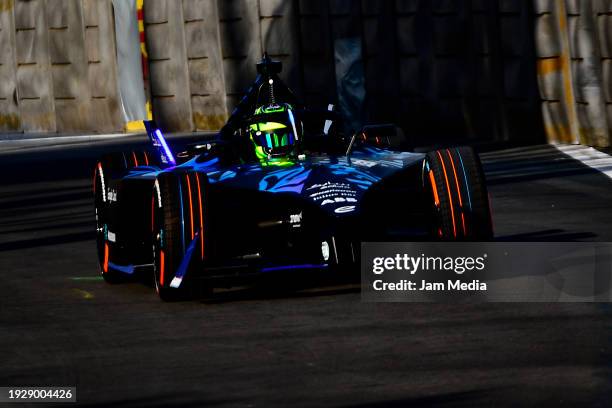 Olympic gold medalist Usain Bolt drives the Formula E racing car GENBETA during the 2024 Hankook Mexico City E-Prix first practice at Autodromo...