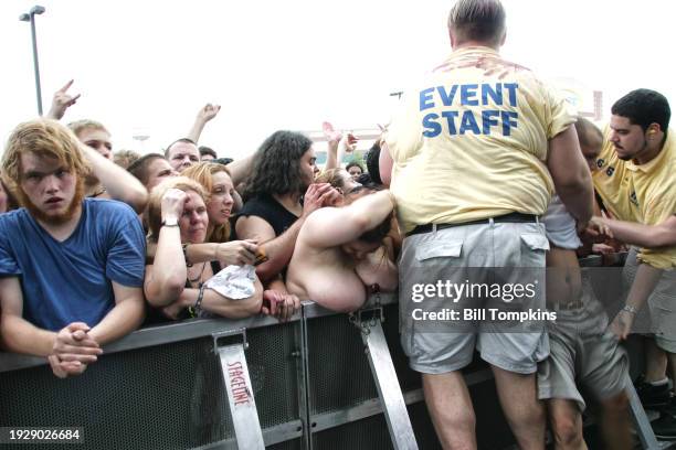 Audience during the heavy metal concert festival OZZFEST on July 14th, 2004 in Camden.