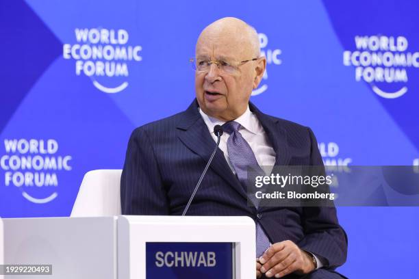 Klaus Schwab, executive chairman of the World Economic Forum , following his speech on the opening day of the World Economic Forum in Davos,...