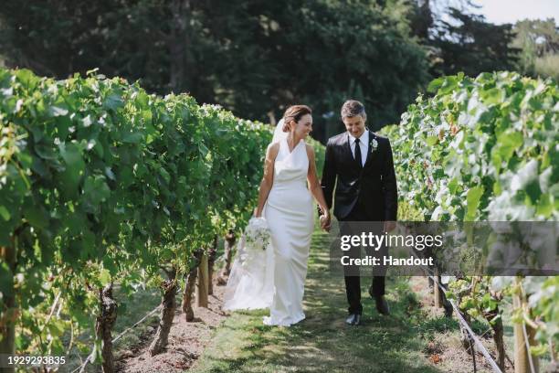 Former New Zealand Prime Minister Jacinda Ardern marries her long-time partner Clark Gayford on January 13, 2024 in Hawke's Bay, New Zealand. Ardern...