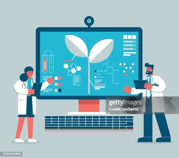 scientist - biotechnology research - testing for gene amplification stock illustrations