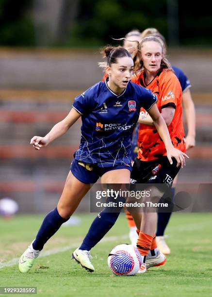 Sophie Hoban of the Jets cbduring the A-League Women round 12 match between Brisbane Roar and Newcastle Jets at Leichhardt Oval, on January 13 in...