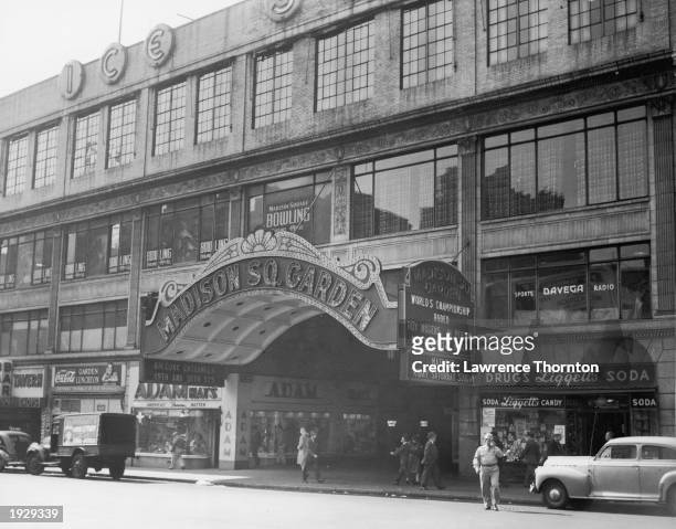 Exterior view of old Madison Square Garden, New York City, New York, circa 1943.