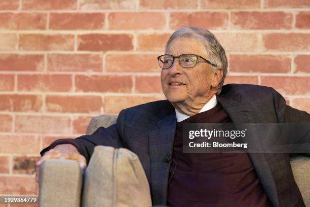 Bill Gates, co-chairman of the Bill and Melinda Gates Foundation, during an interview at Bloomberg House on the opening day of the World Economic...