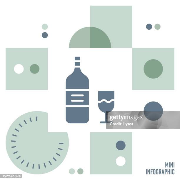 ilustraciones, imágenes clip art, dibujos animados e iconos de stock de mini infografía de vino - bar bottles background