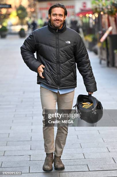 Spencer Matthews is seen leaving Global Studios on January 16, 2024 in London, United Kingdom.