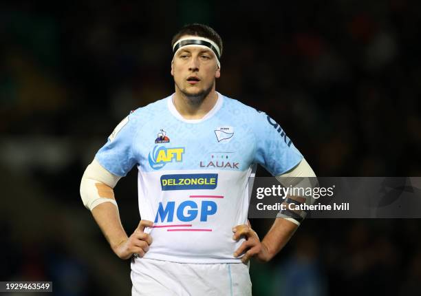 Denis Marchois of Aviron Bayonnais during the Investec Champions Cup match between Northampton Saints and Aviron Bayonnais at cinch Stadium at...