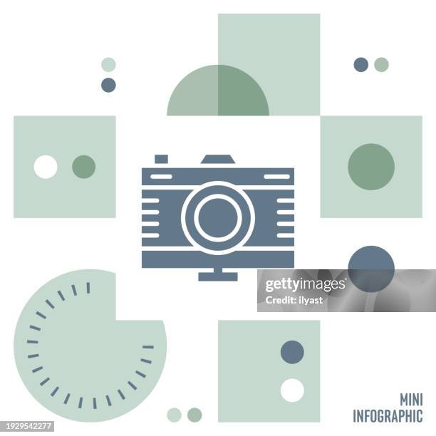 camera mini infographic design - video presentation stock illustrations